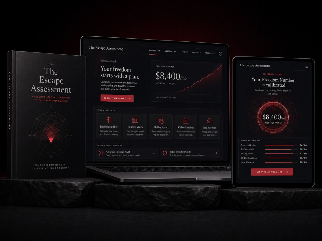 The Escape Assessment — book, dashboard, and Freedom Agent
